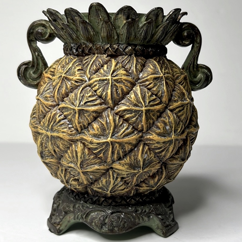 Vintage Pineapple Toothbrush Cup Candle‎ Holder & Palm Tree Shower Curtain Hooks - Picture 5 of 8